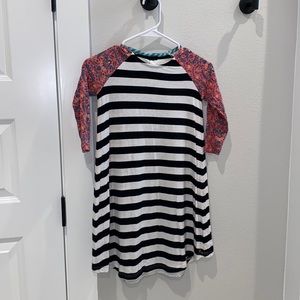 EUC MJC Matilda Jane Incantation B&W Stripe Dress Size 10 Tween Fall 2016 Line